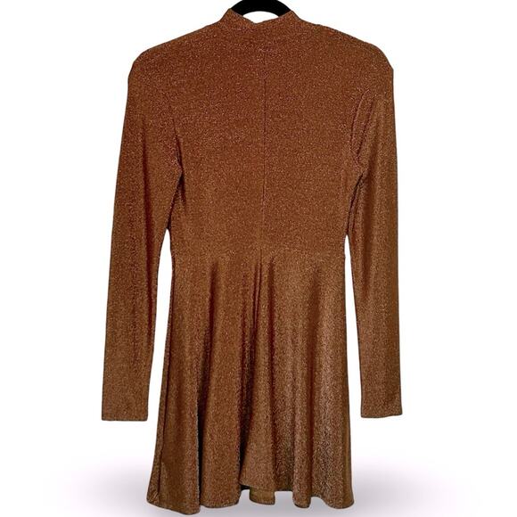 Wild Fable Lurex Mock Neck Skater‎ Dress Size Small Fit Flare Shimmer Glitter - Picture 3 of 4